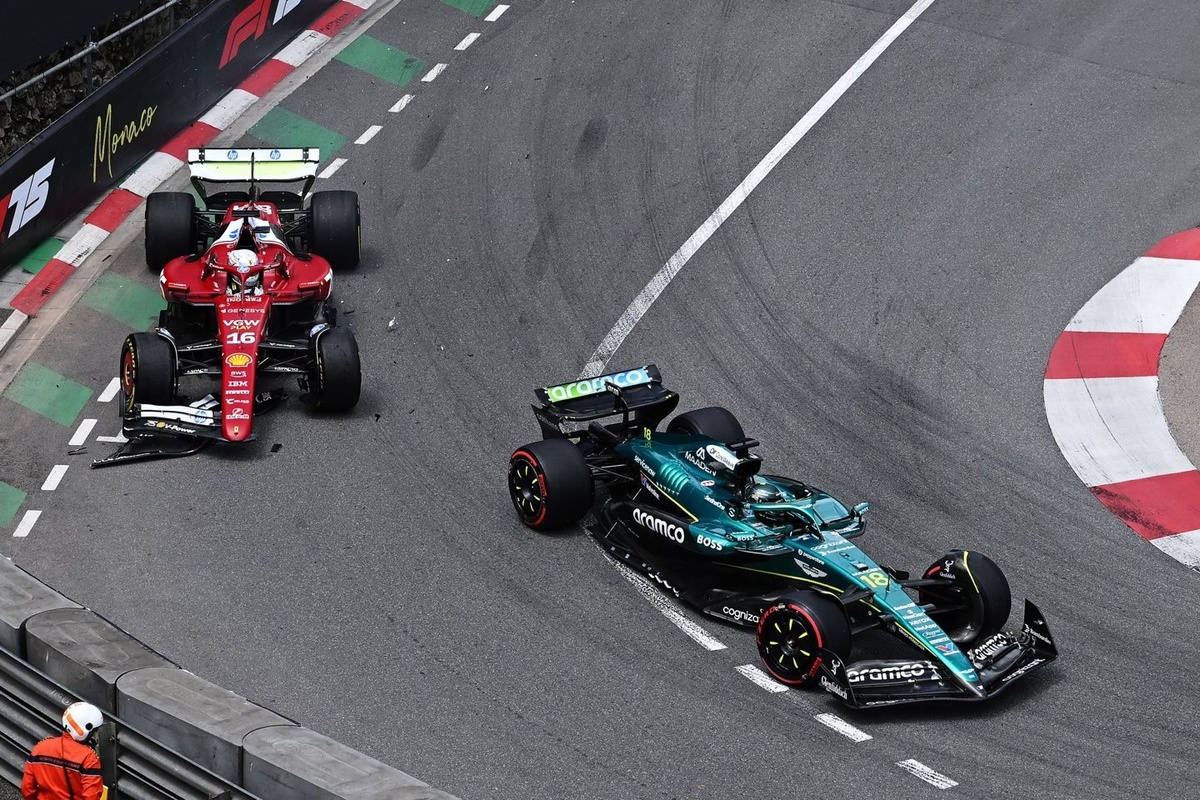Gridstraf voor Stroll na botsing met Leclerc in VT1 F1 GP van Monaco